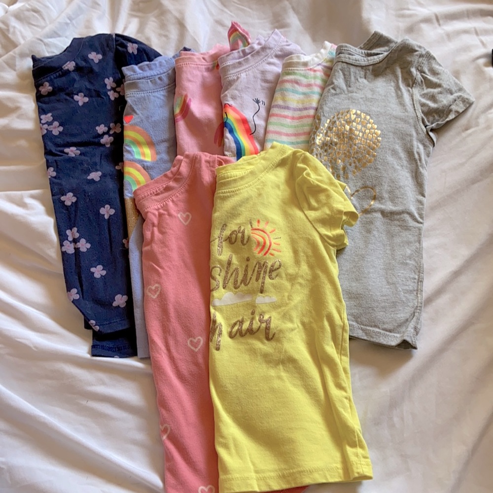 8 pack short sleeve toddler girl shirts- size 3T